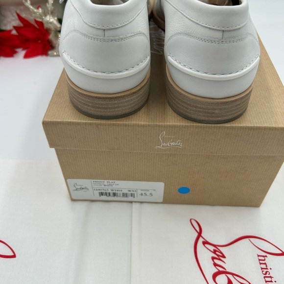 Men\'s Christian Louboutin white leather penny loafers size 45.5 made in Italy main image 7